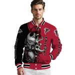 atlanta falcons spooky grin red varsity jacket best selling