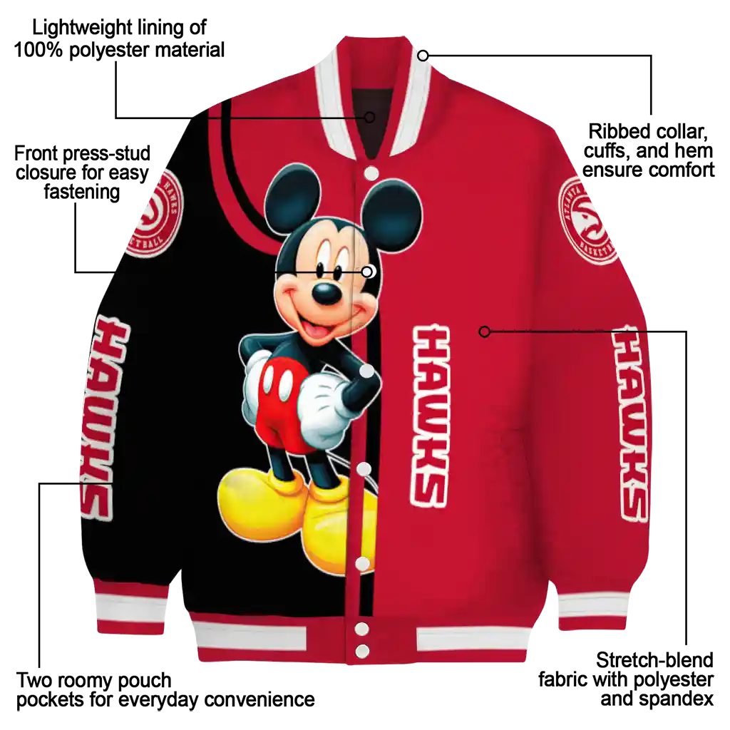 atlanta hawks mickey mouse red varsity jacket new arrival atlanta hawks mickey mouse red varsity jacket new arrival