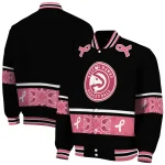 atlanta hawks pink ribbon black pink varsity jacket best selling