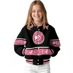 atlanta hawks pink ribbon black pink varsity jacket best selling