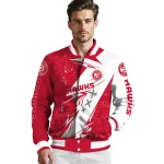 atlanta hawks ripped bolt red white varsity jacket best selling