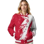atlanta hawks ripped bolt red white varsity jacket best selling