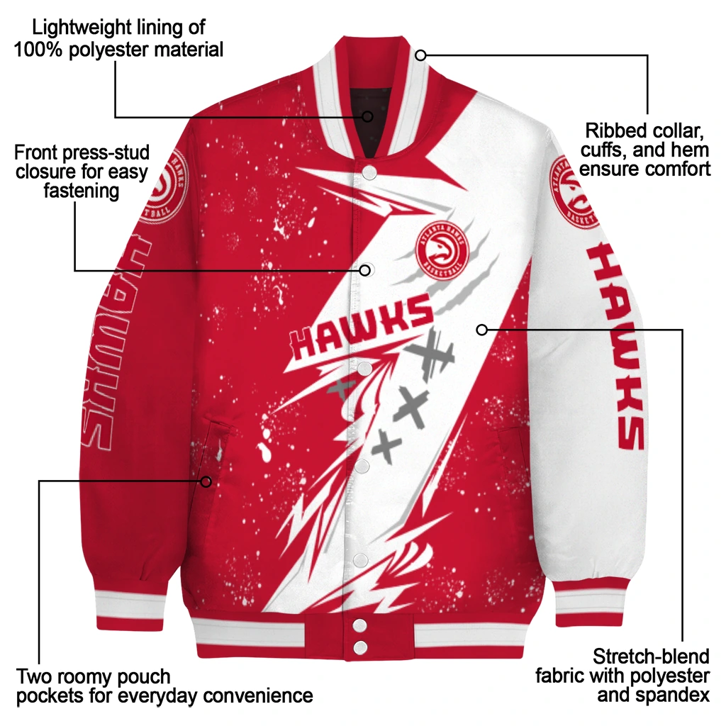 atlanta hawks ripped bolt red white varsity jacket new arrival atlanta hawks ripped bolt red white varsity jacket new arrival
