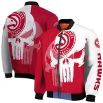 atlanta hawks skull outline red white bomber jacket best selling