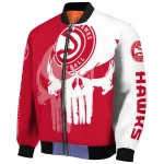 atlanta hawks skull outline red white bomber jacket best selling