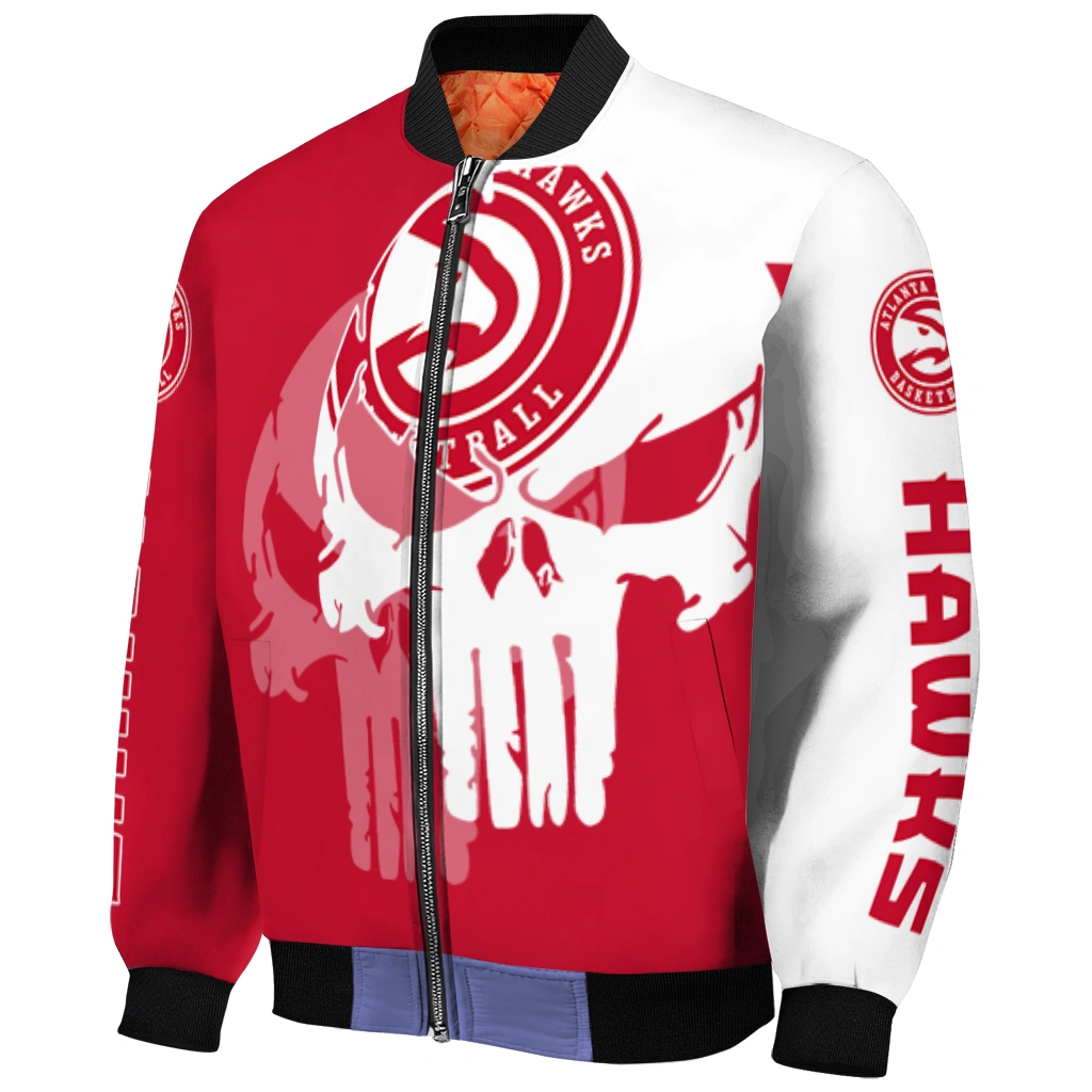 atlanta hawks skull outline red white bomber jacket fashion forward atlanta hawks skull outline red white bomber jacket fashion forward