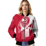 atlanta hawks skull outline red white bomber jacket best selling
