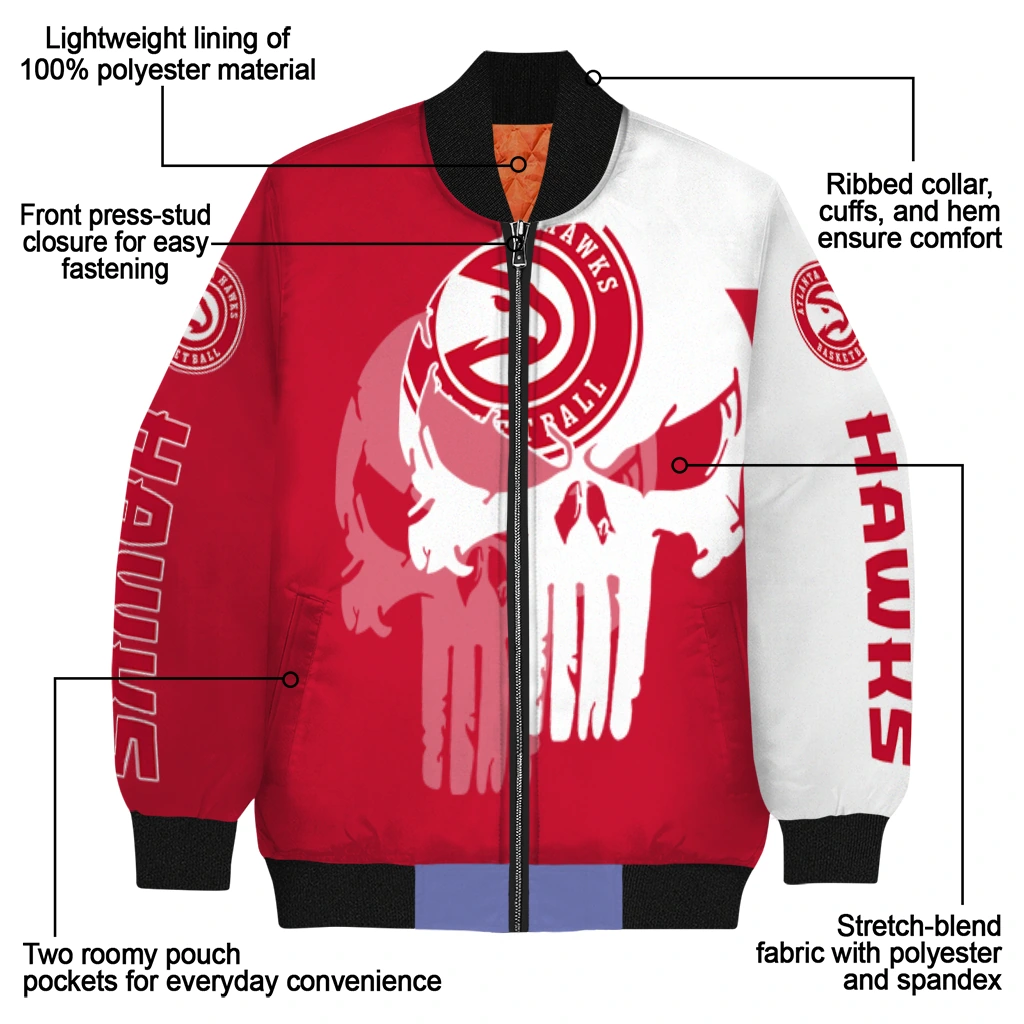 atlanta hawks skull outline red white bomber jacket new arrival atlanta hawks skull outline red white bomber jacket new arrival