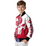 atlanta hawks skull outline red white bomber jacket best selling