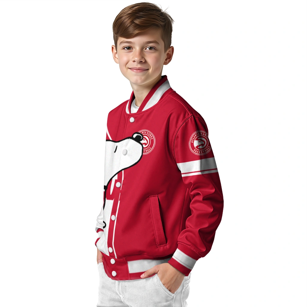atlanta hawks snoopy attitude red varsity jacket trendy atlanta hawks snoopy attitude red varsity jacket trendy