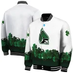 ball state cardinals clovers pattern white green varsity jacket best selling