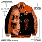 baltimore orioles fire skull orange black varsity jacket best selling