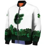 baltimore orioles four leaf icon white green bomber jacket best selling