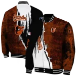 baltimore orioles grunge cut design orange black varsity jacket best selling