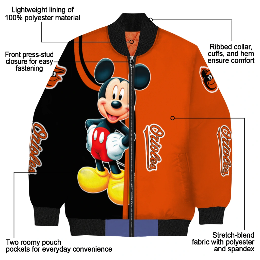 baltimore orioles mickey mouse orange bomber jacket new arrival baltimore orioles mickey mouse orange bomber jacket new arrival