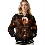 baltimore orioles skull bite orange black varsity jacket best selling