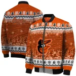 baltimore orioles snowy pines orange bomber jacket best selling