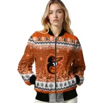 baltimore orioles snowy pines orange bomber jacket best selling