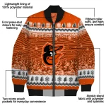 baltimore orioles snowy pines orange bomber jacket best selling