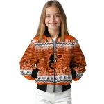 baltimore orioles snowy pines orange bomber jacket best selling