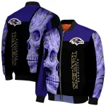 baltimore ravens fire skull purple black bomber jacket best selling
