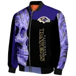 baltimore ravens fire skull purple black bomber jacket best selling
