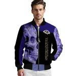 baltimore ravens fire skull purple black bomber jacket best selling