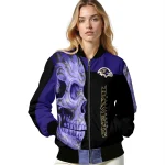 baltimore ravens fire skull purple black bomber jacket best selling