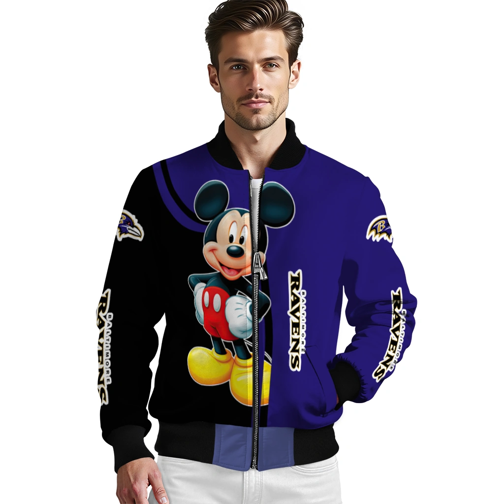 baltimore ravens mickey mouse purple bomber jacket high quality baltimore ravens mickey mouse purple bomber jacket high quality