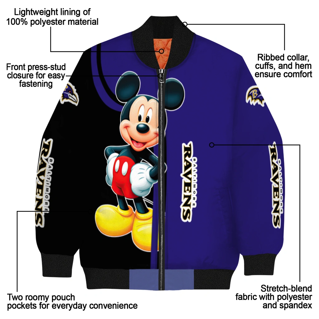 baltimore ravens mickey mouse purple bomber jacket new arrival baltimore ravens mickey mouse purple bomber jacket new arrival