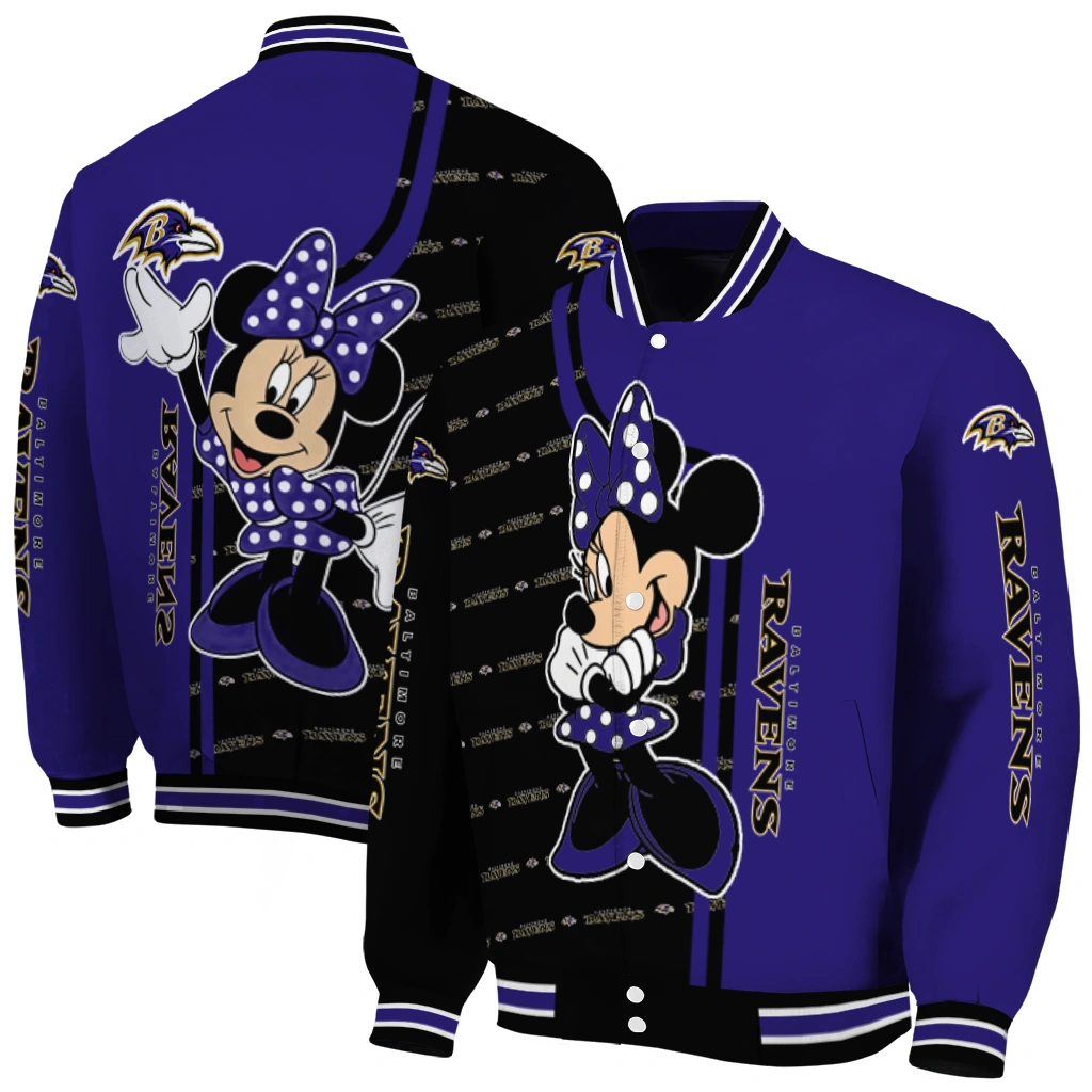 baltimore ravens minnie mouse purple varsity jacket fashion forward baltimore ravens minnie mouse purple varsity jacket fashion forward