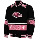 baltimore ravens pink ribbon black pink varsity jacket best selling