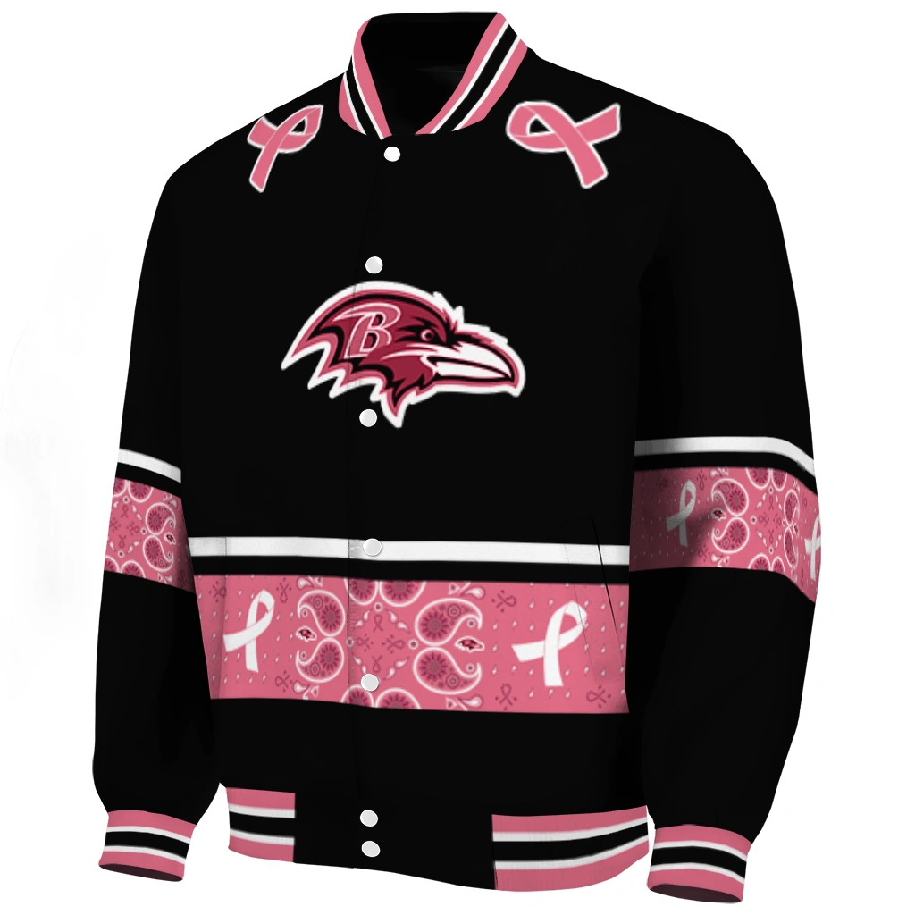 baltimore ravens pink ribbon black pink varsity jacket best selling baltimore ravens pink ribbon black pink varsity jacket best selling