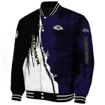 baltimore ravens ripped grunge style purple black varsity jacket best selling