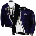 baltimore ravens ripped grunge style purple black varsity jacket best selling