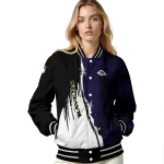 baltimore ravens ripped grunge style purple black varsity jacket best selling