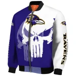 baltimore ravens skull outline purple white bomber jacket best selling