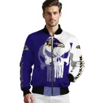 baltimore ravens skull outline purple white bomber jacket best selling