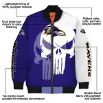 baltimore ravens skull outline purple white bomber jacket best selling