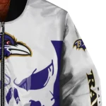 baltimore ravens skull outline purple white bomber jacket best selling