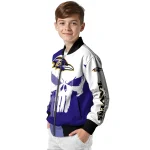 baltimore ravens skull outline purple white bomber jacket best selling