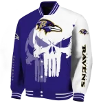 baltimore ravens skull outline purple white varsity jacket best selling