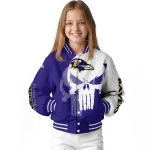 baltimore ravens skull outline purple white varsity jacket best selling