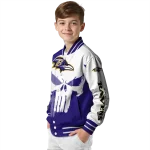baltimore ravens skull outline purple white varsity jacket best selling