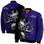 baltimore ravens spooky grin purple bomber jacket best selling