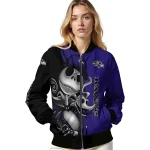 baltimore ravens spooky grin purple bomber jacket best selling