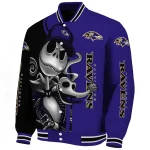 baltimore ravens spooky grin purple varsity jacket best selling