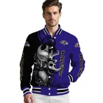 baltimore ravens spooky grin purple varsity jacket best selling