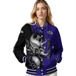 baltimore ravens spooky grin purple varsity jacket best selling