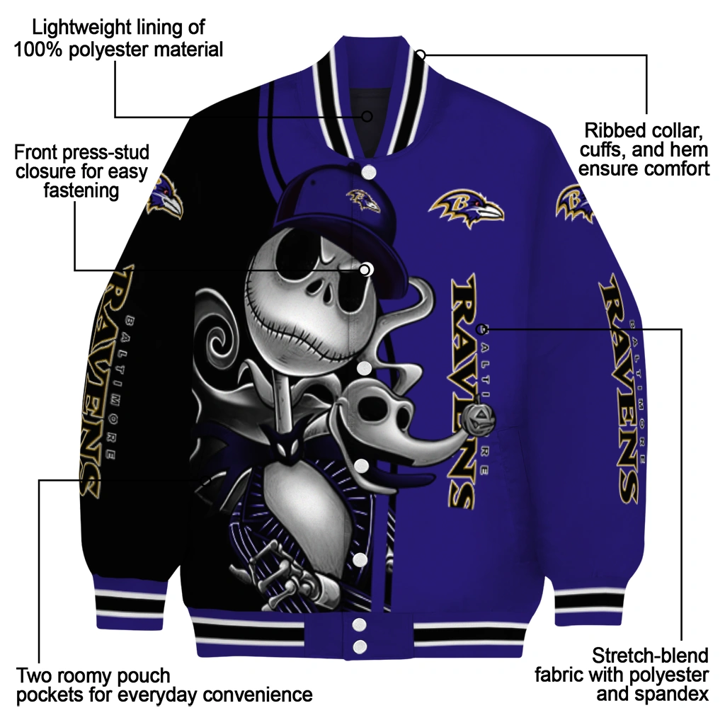 baltimore ravens spooky grin purple varsity jacket new arrival baltimore ravens spooky grin purple varsity jacket new arrival